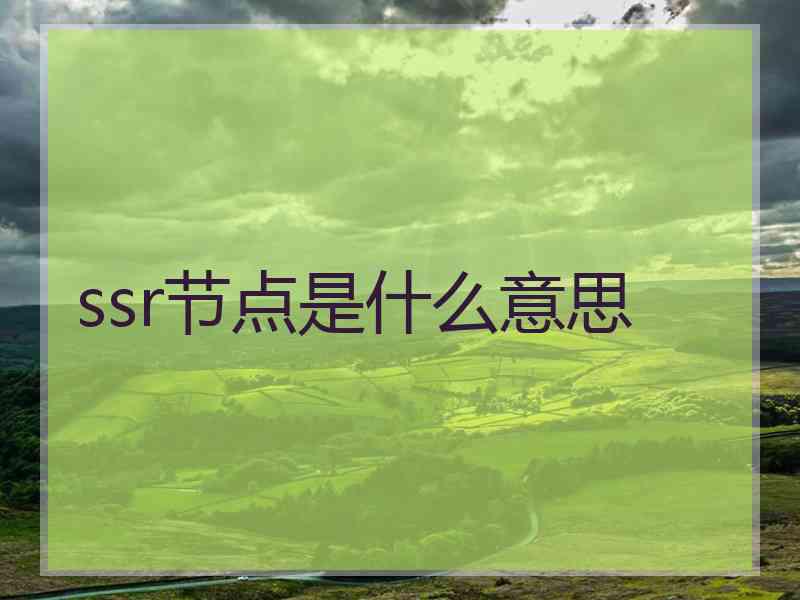 ssr节点是什么意思