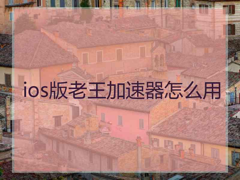 ios版老王加速器怎么用