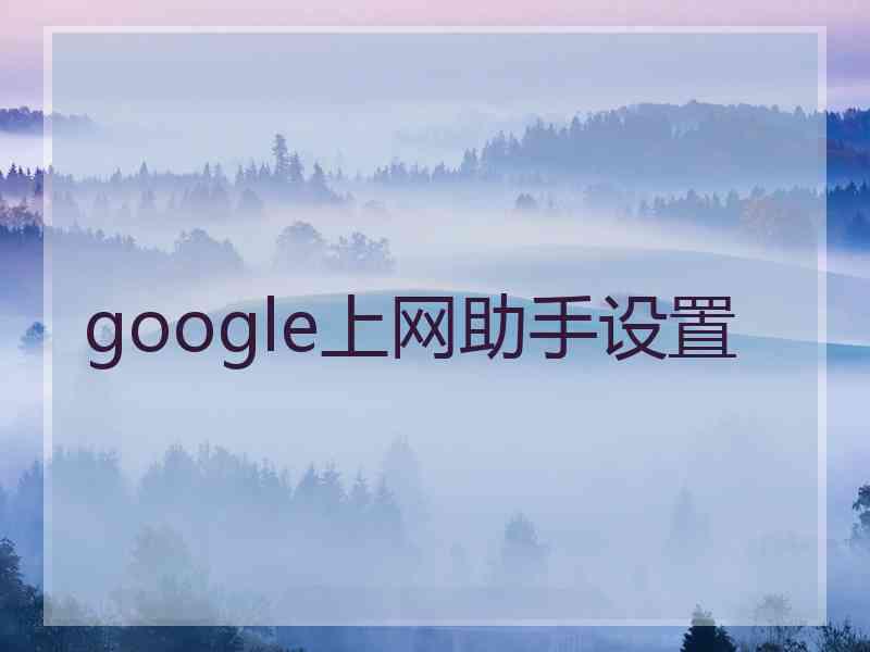 google上网助手设置